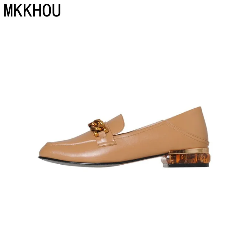 

MKKHOU Fashion Single Shoes Women New Autumn Casual Loafers Genuine Leather Comfortable Low Heel Ladies Shoes Light shoe