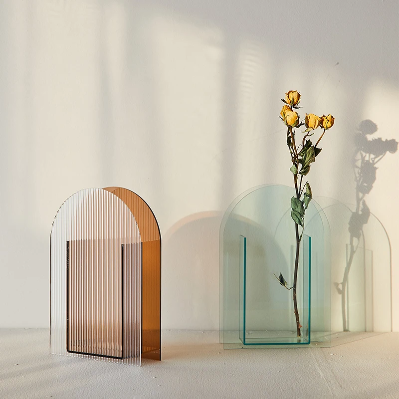 

Скандинавская акриловая Настольная Ваза, разноцветное украшение для офисного стола, украшения геометрической формы, подставка для цветов, ...