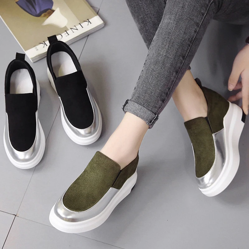 Кроссовки женские на платформе Вулканизированная подошва повседневная обувь