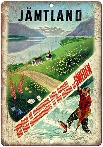 

Sweden Vintage Travel Vintage Retro Metal Tin Sign 8x12 Inch Decor
