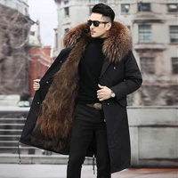 hanzangl mens pie overcoming detachable liner 2020 winter new haining fur coat long outerwear for men plus size m 5xl