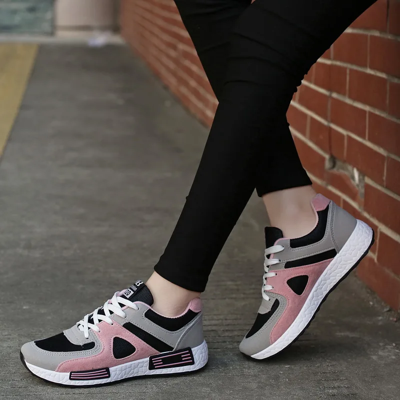

2020 New Women Sneakers Spring Vulcanized Shoes Ladies Casual Shoes Lightweigh Breathable Flat Shoes Tenis Feminino Lace-Up