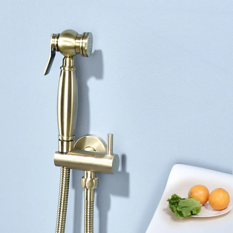 Золотой Твердый латунный распылитель для унитаза медный клапан набор струйный