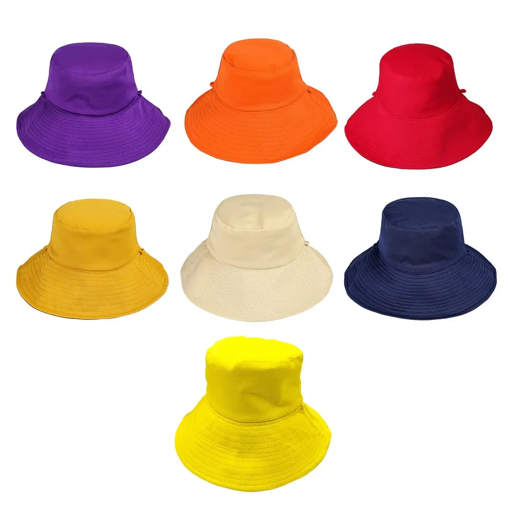 

Foldable sunshade fisherman hat women Solid color big brim Japanese basin hat Polyester Traveling cloth cap