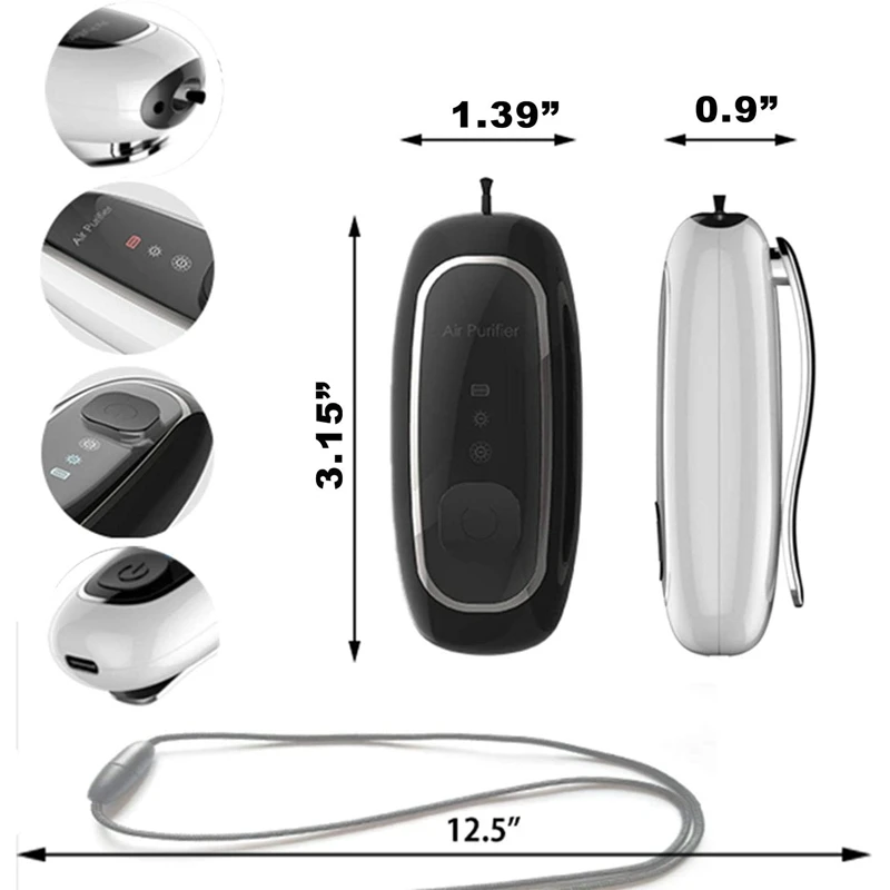 

Wearable Air Purifier Necklace, Personal Air Purifier Necklace Around the Neck, Travel Size Air Purifier 2Pack