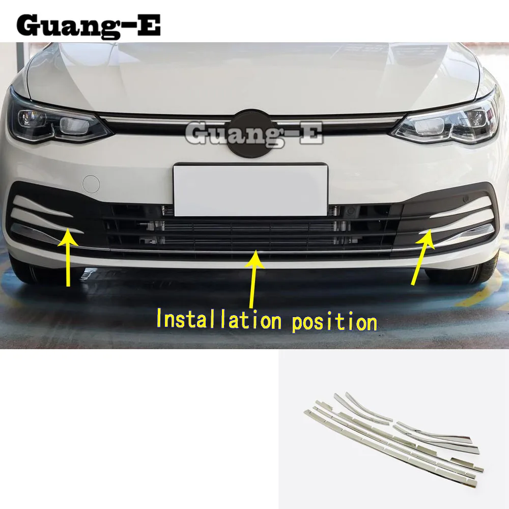

For VW Volkswagen Golf8 Golf 8 2019 2020 2021 Car Protection Trim Front Up Racing Grid Grill Grille Frame Lamp Parts Sticks 7pcs