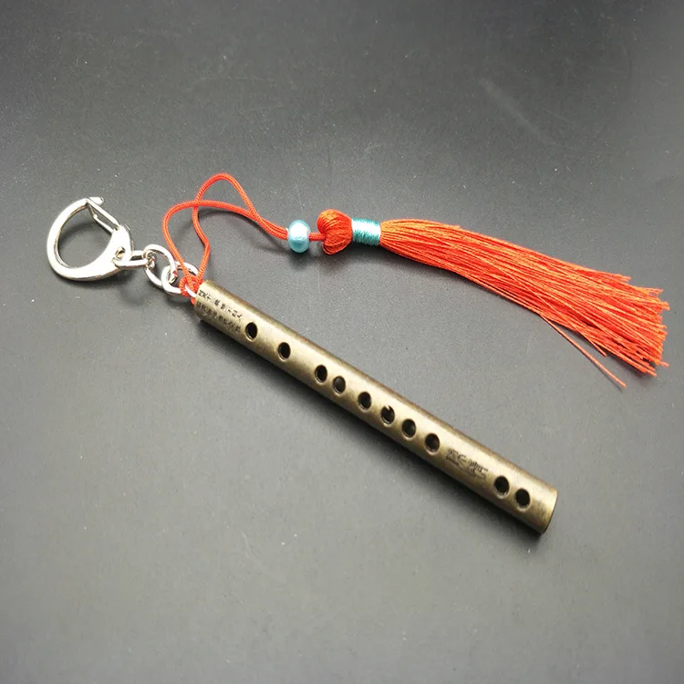 

8cm Mo Dao Zu Shi Flute Keychain Metal Tassel Chen Qing Ling Wei Wu Xian Weapon Model Pendant Key Chain Tassels Keyring