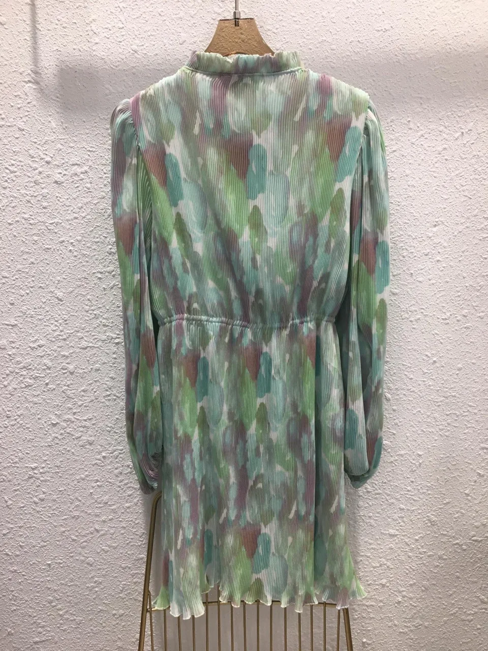 

Ganni * 21 spring floral Ruffle bubble sleeve printed pleated waist Georgette dress
