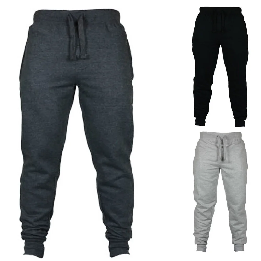 

Men Pants Fashion Casual Pants Solid Color Pocket Sports Mid-Rise Waist Trousers For Male
