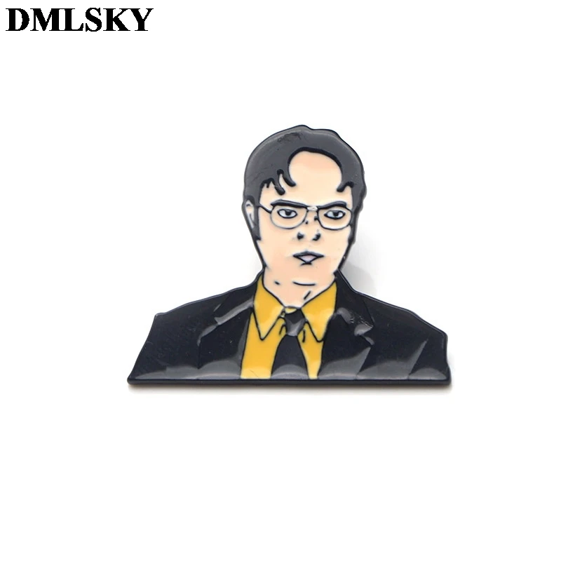 DMLSKY офис ТВ шоу Дуайт Шрут Металлические Булавки эмалевые Броши для женщин