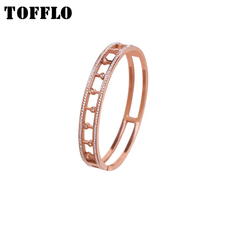 

TOFFLO Stainless Steel Jewelry Widened Zircon Sky Star CLASP BRACELET Women's Fashionable And Shining Bracelet BSZ148