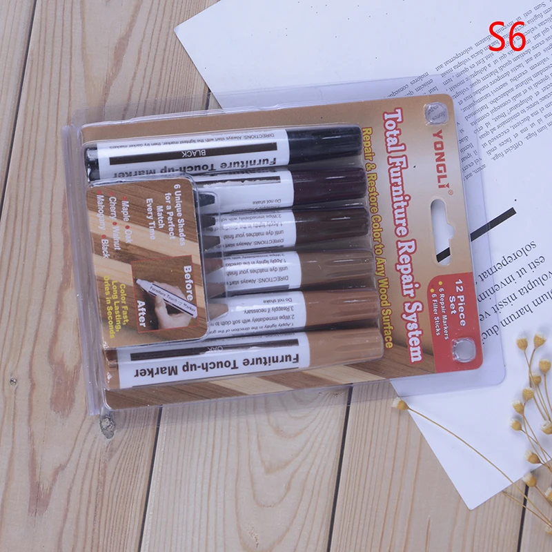 

3/6Pcs Furniture Paint Floor Repair Floor Wax Crayon Scratch Patch Paint Pen Wood Composite Repair Materials