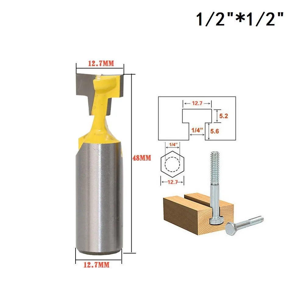 

Фреза с Т-образным пазом и хвостовиком 1/4 дюйма, фреза «1/2», бездорожья, карбидная фреза для резьбы по дереву для Rpmt
