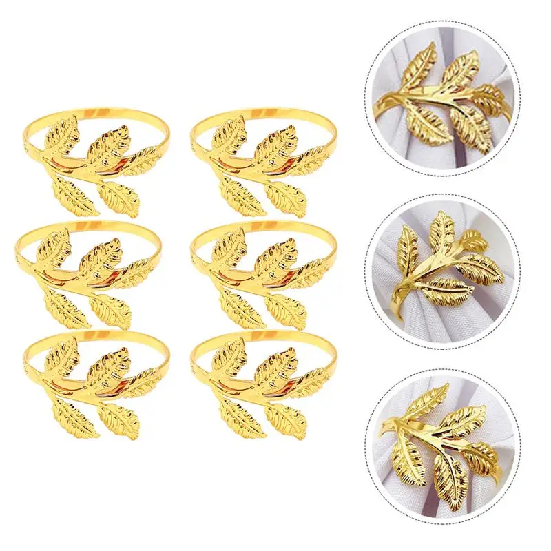 

6pcs Napkin Buckle Leaf Napkin Ring Leaf Napkin Buckle Napkin Ring for Banquet Dinner