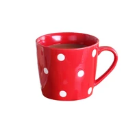 cute 200ml polka dot coffee mugs milk cup ceramic creative juice water trophy home drinkwares red pink