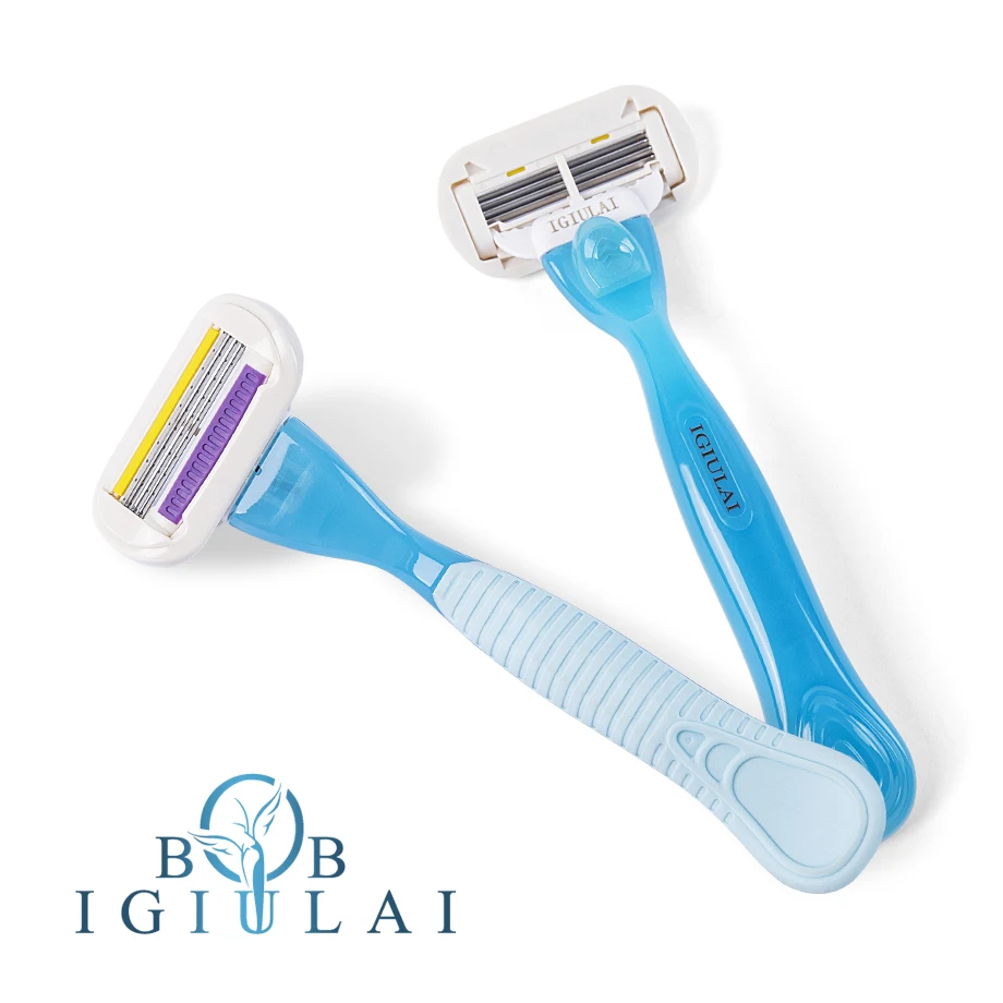 

IGUETTA New Arrival Ladies Blue Razor Leg Hair Private Parts High Quality 4-layer Sharp Blade Ladies Razor Safety Blade