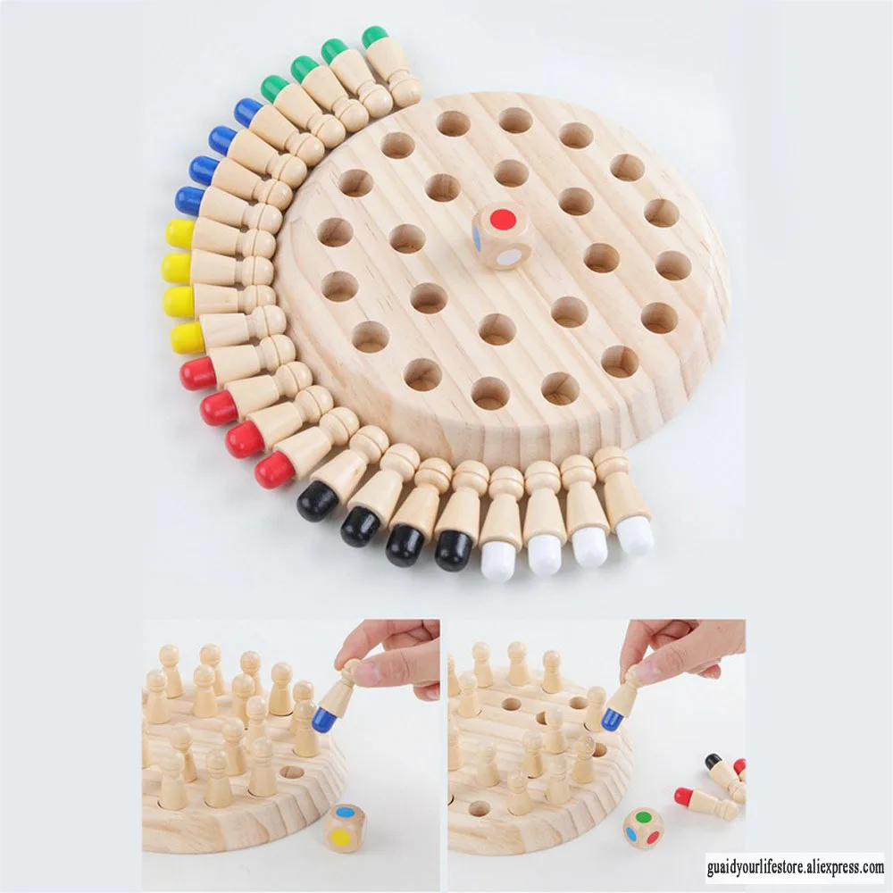 

Kids Wooden Memory Match Stick Chess Game Early Educational Toy Baby's Three-dimensional Imagination Color Cognitive Ability