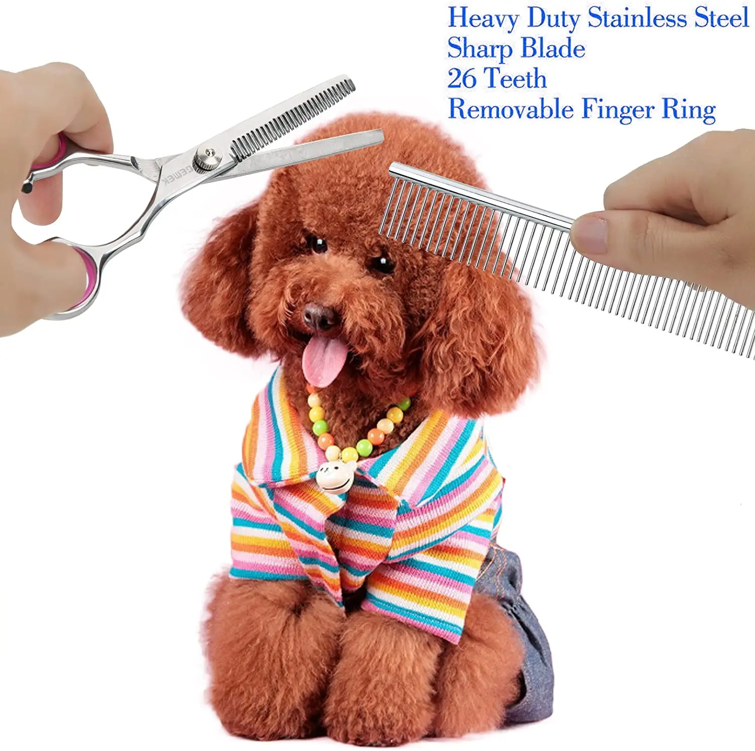 

Pet Scissors for Dogs & Cats , Pet Cutting Scissors Kit ,7inches Straight, Curved Shears and Comb for Long or Short Hair Pets