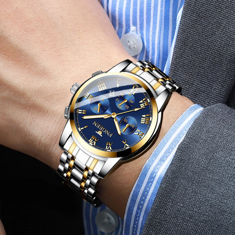 Лидирующий бренд классические мужские часы Роскошные Кварцевые с календарем