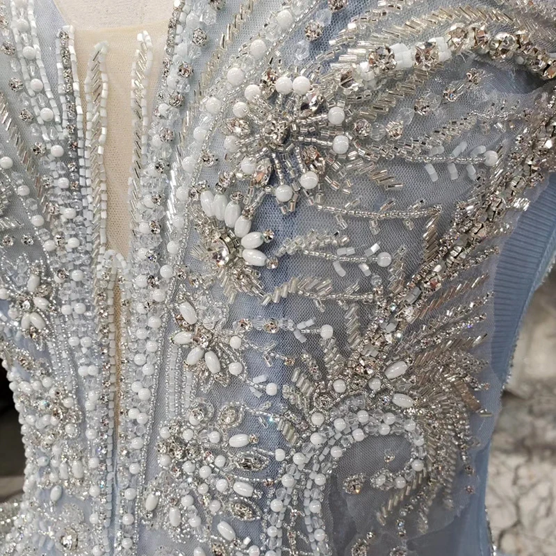 BGW сексуальное голубое вечернее платье с v-образным вырезом и открытыми плечами