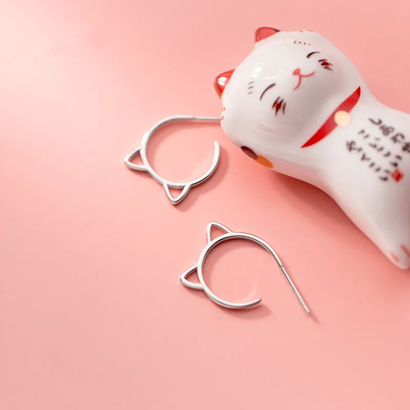 

Новейшая модель; Милый кот серьги-кольцо для женщин 925 стерлингового серебра для всей семьи, дочки, для студентов, для маленькой девочки, пол...