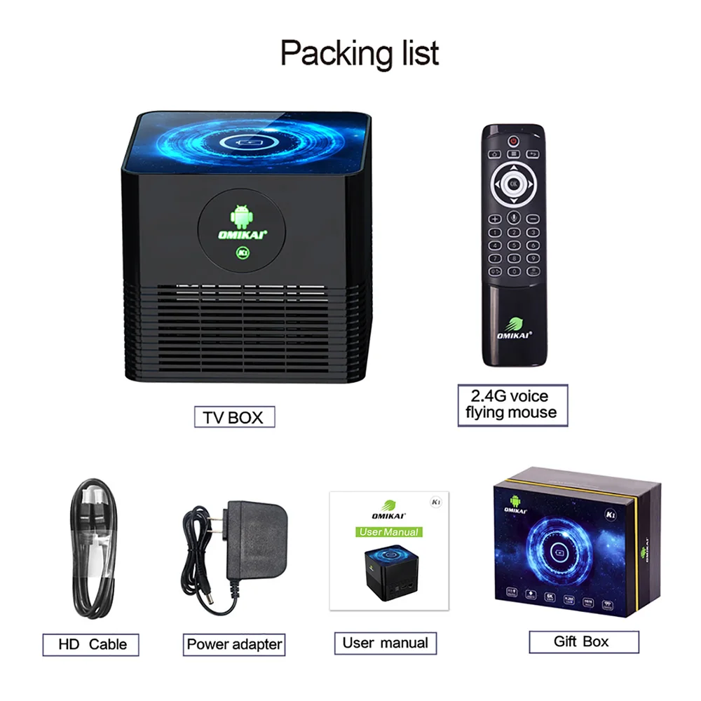 

OMIKAI K1 Wireless Charging TV Box Android 10 4GB RAM 32GB 10bit HDR 4K Dual Wifi 1000M LAN Media Player Youtube Google Player