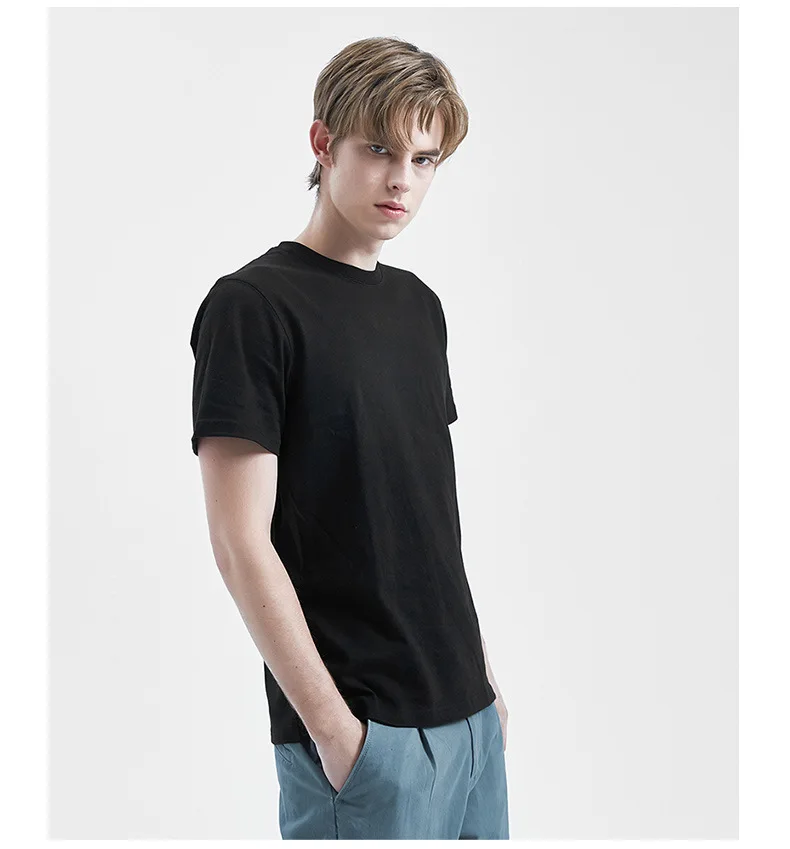 

2 pieces 2021 Summer New 250g 100% Cotton Fabric T-shirt Men High Quality Solid Color Drop Sleeve Loose Tshirts Oversize Tops
