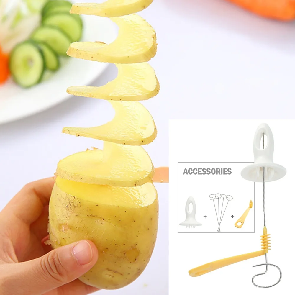 

1Set Potato Cutter Cucumber Slicer Kitchen Accessories Vegetable Spiralizer Potato Cutter Slicer Kitchen Gadgets 2021
