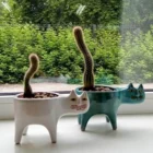 Милый кошачий хвост, цветочный горшок, керамический индивидуальный креативный кактус, суккулент, простое украшение, настольный мультяшный животный, украшения