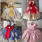 От 0 до 10 лет, элегантное платье принцессы для девочек детское платье для девочки, держащей букет невесты на свадьбе; Кружевные носки с бантом для дня рождения, праздничное платье принцесс, бальное платье