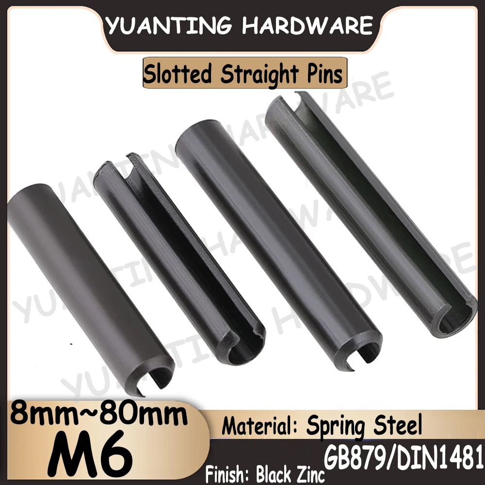 

2~20Pcs M6x8mm~80mm GB879 DIN1481 Black Zinc Plated Spring Type Straight Pins Slotted Heavy Duty Elastic Cylindrical Hollow Pin