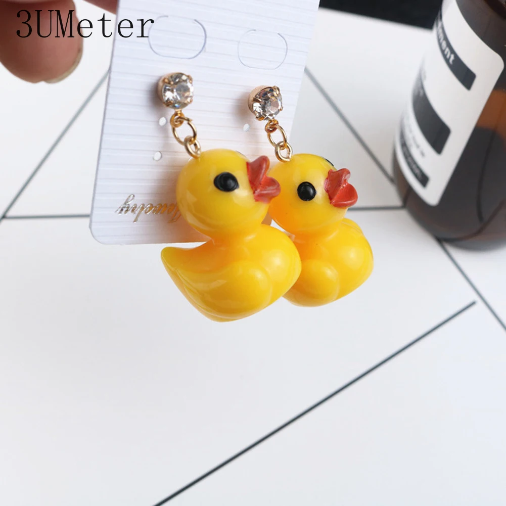 2019 простые длинные висячие серьги с маленькой желтой уткой Висячие для женщин
