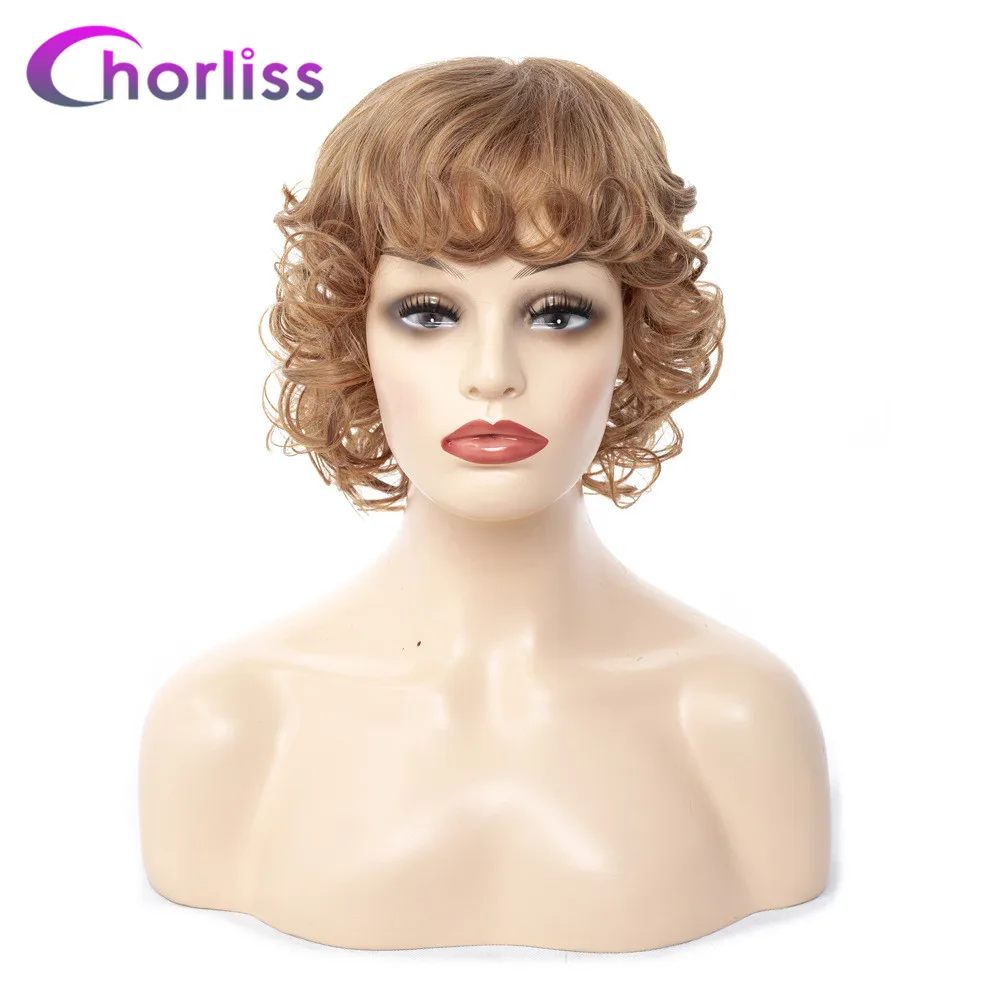 Синтетические парики короткие свободные волнистые женские с челка Chorliss