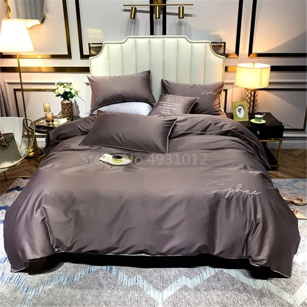 Комплект постельного белья 4 шт. из 100% хлопка однотонный в скандинавском стиле |