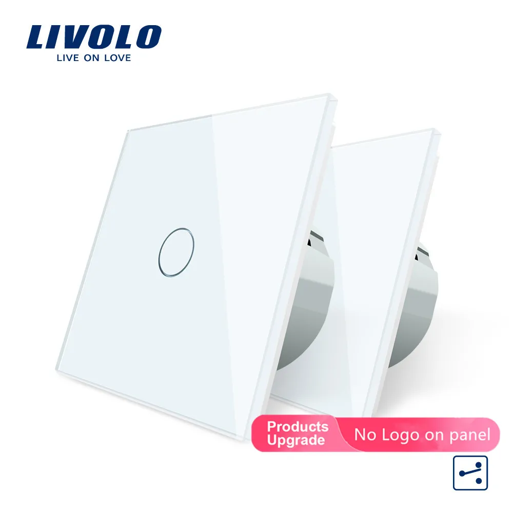 White-No logo Livolo ЕС стандартный настенный выключатель 2 Way Управление Сенсорный экран переключатель, с украшением в виде кристаллов Стекло Панель, 220-250 V, VL-C701S-1/2/3/5 - Цвет: White-No logo