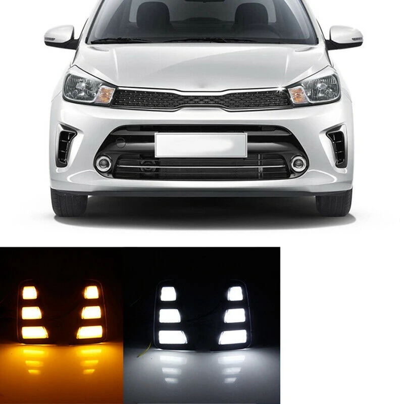 

NEW-LED DRL White & Amber Daytime Running Lights DRL Fog Lamp for KIA Pegas Soluto 2018 2019