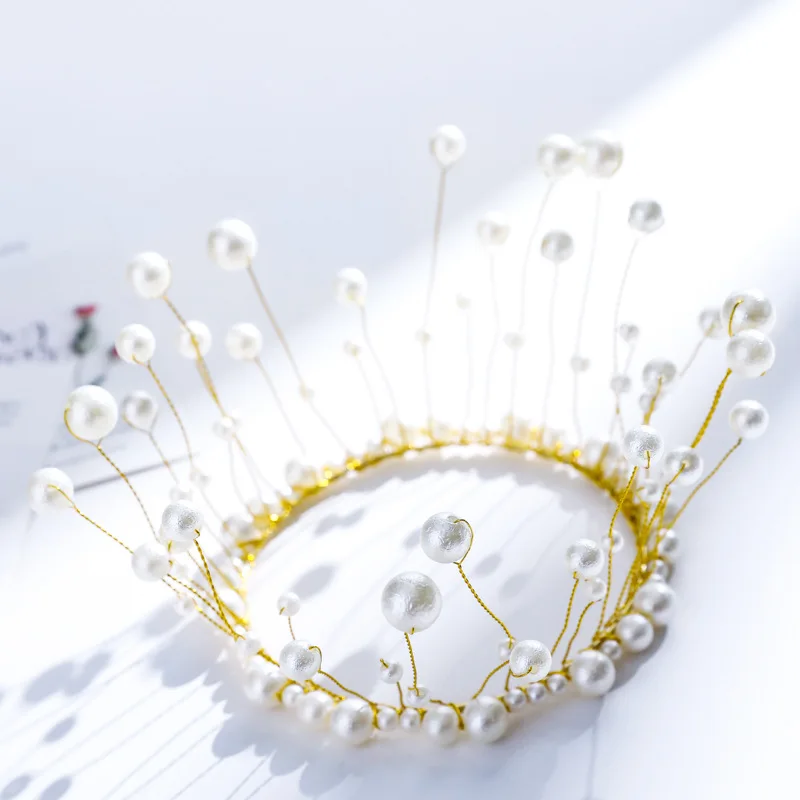 Cakelove металлический жемчуг Принцесса Корона торт Топпер Блестящий искусственный жемчуг головной убор Свадебные и обручальные украшения на день рождения ручной работы