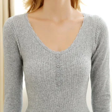 Однобортное кружевное термобелье для женщин зимние теплые кальсоны с круглым