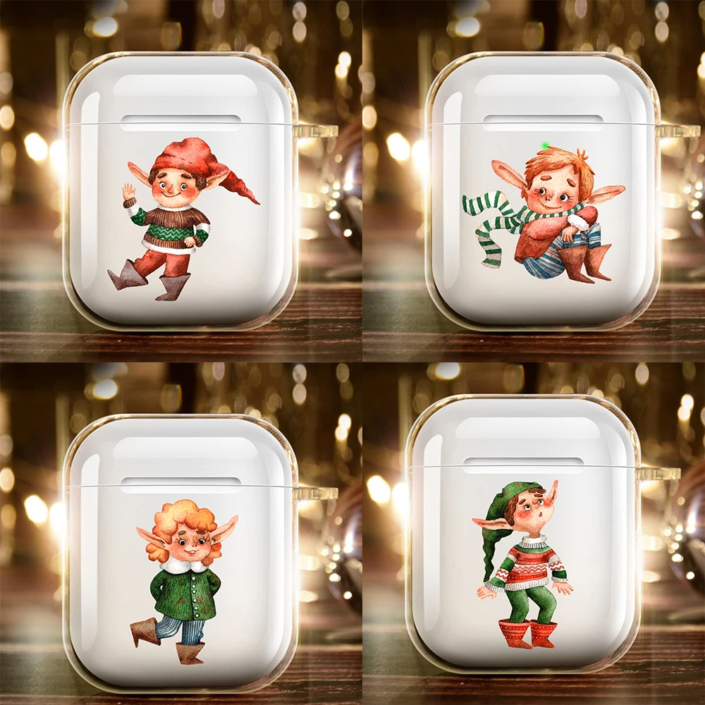 

2021 Silicone for Airpods 1/2 Earphone Christmas watercolor cartoon characters Fundas Airpods Case Air Pods Charging Box Bags