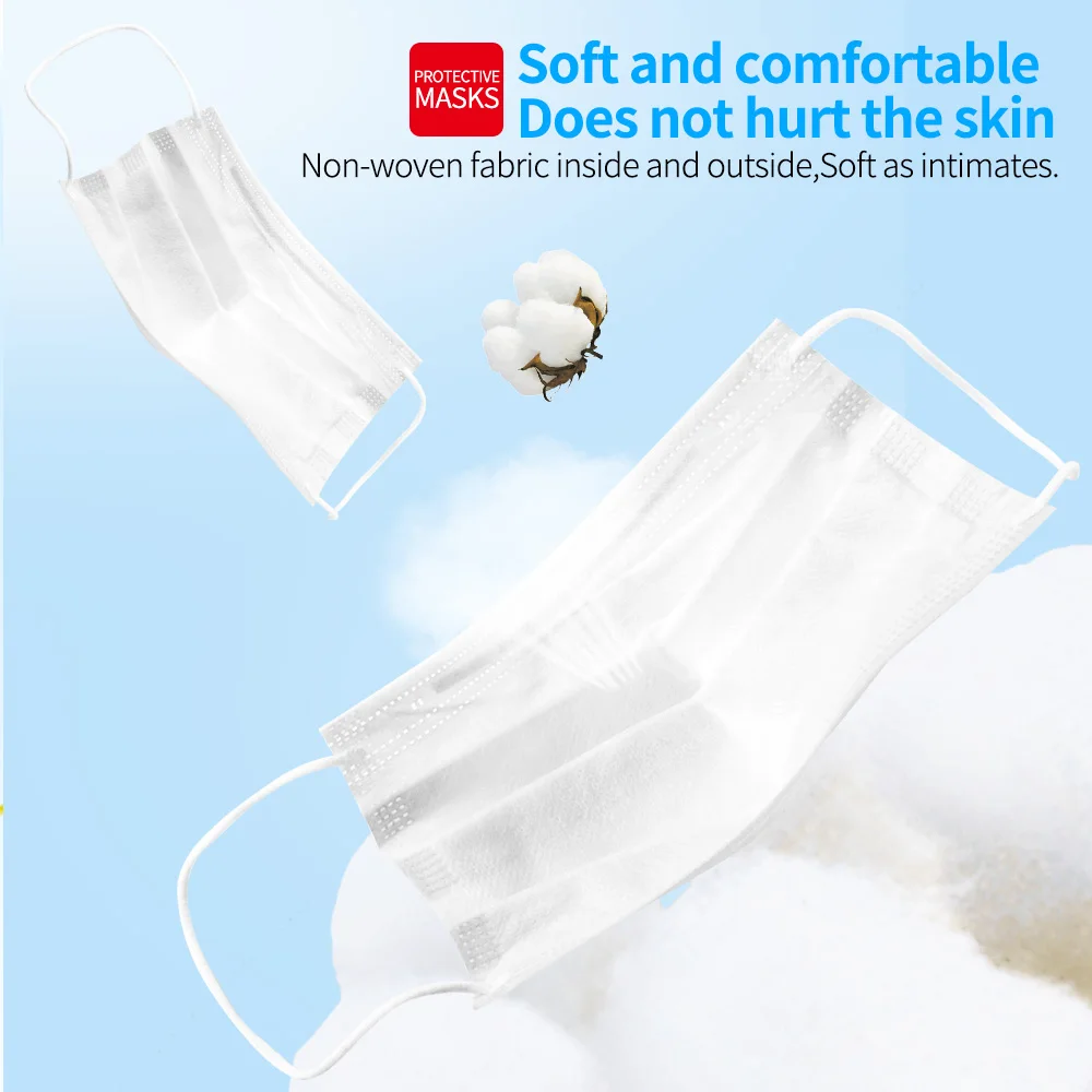 Colored Mouth Mask 3Ply Filter NonWoven Disposable Face 10-200PCS Breathable Protective Adult Chirurgical Black Quirurgicas |