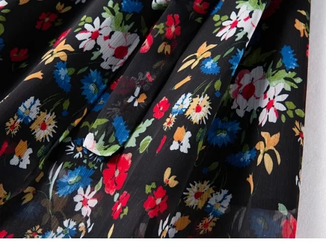 

Women Daisy Printed Wrap Dress Summer Short Sleeve V Neck Prairie Chic Sweet Thin Midi Dress