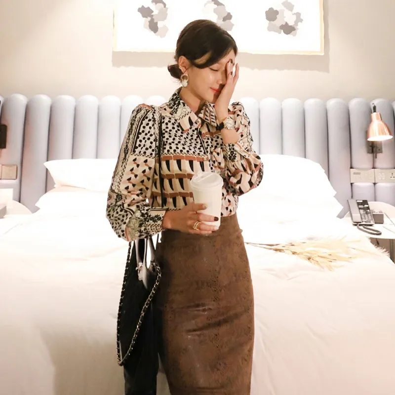 Женский офисный комплект из 2 предметов Асимметричная рубашка с длинным рукавом