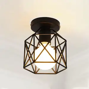 Modern Nordic Black Wrought Iron E27 Led Ceiling Lamps For Kitchen Living Room Bedroom Study Balcony Porch Restaurant Cafe Hotel