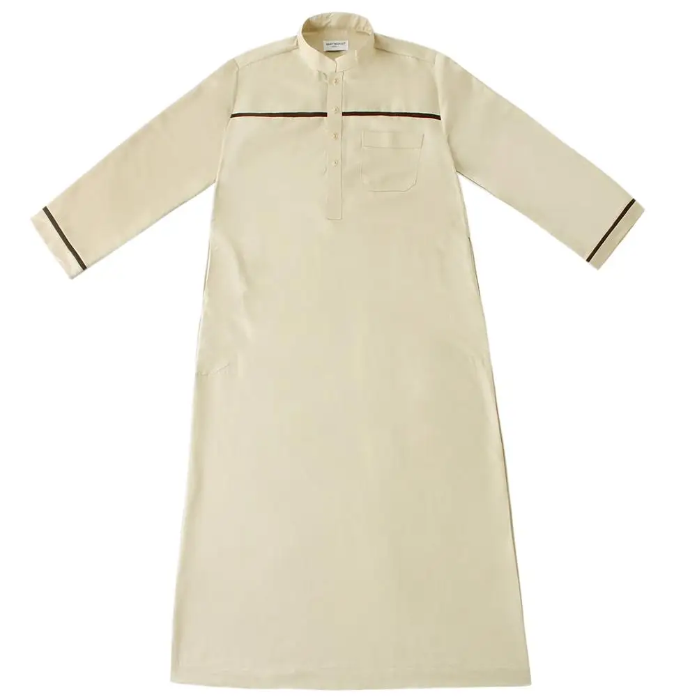 Hanyimidoo Muslim Abaya for Men Jubba Thobe Middle East Long Robes Kaftan Arab Dubai Adult Long sleeve Islamic Clothing