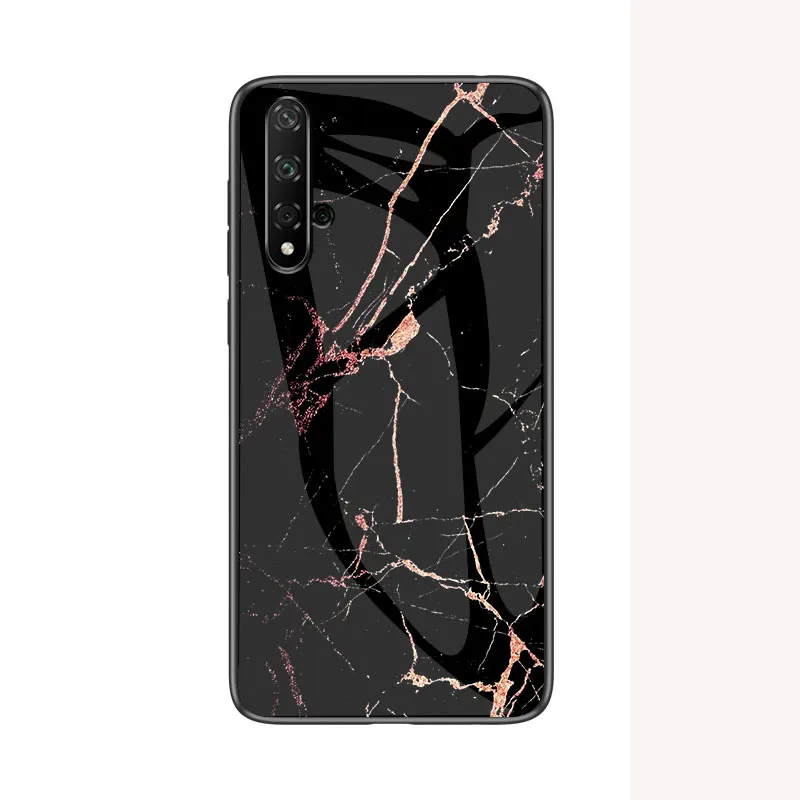 Black-Gold Чехол KEYSION из закаленного стекла с мрамором для Honor V30 20 9X Pro 10i V20 8X защитная задняя крышка для huawei Mate30 20 P30 Pro Y9 - Цвет: Black-Gold