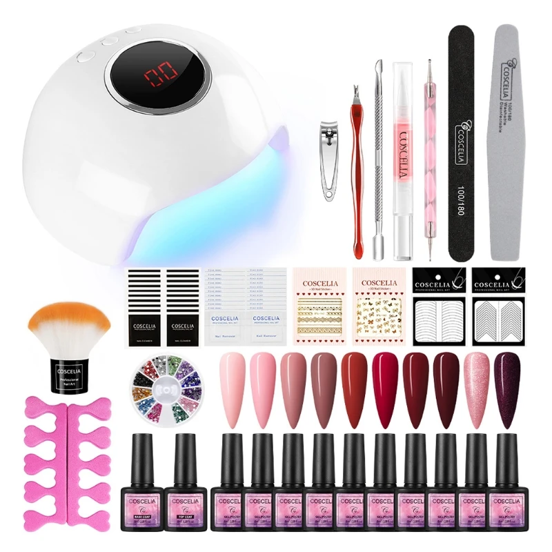 

Gel Nail Polish Kit with UV Light Timer Setting Nails Lamp Long Lasting Manicure Tools for Salon Home Use