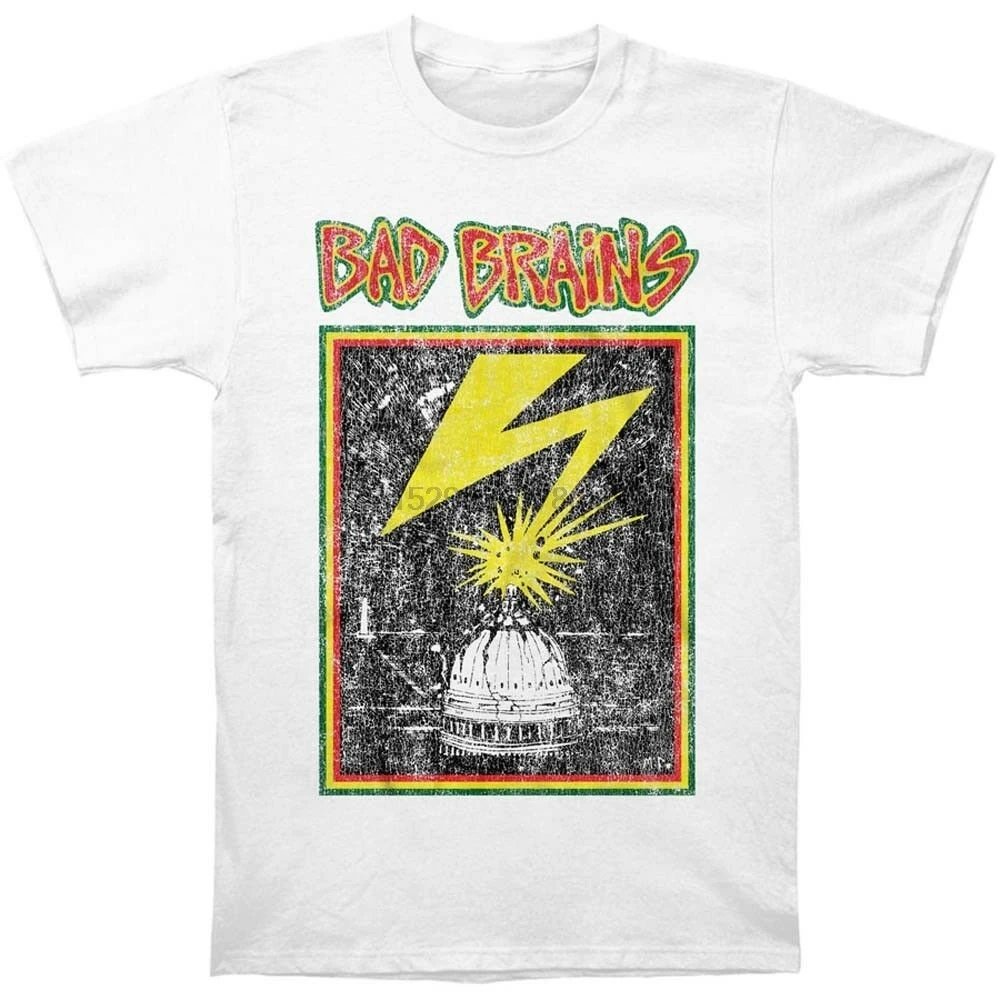 

New Bad Brains Band Distressed Capitol White Shirt (SML-2XL) badhabitmerch PUNK