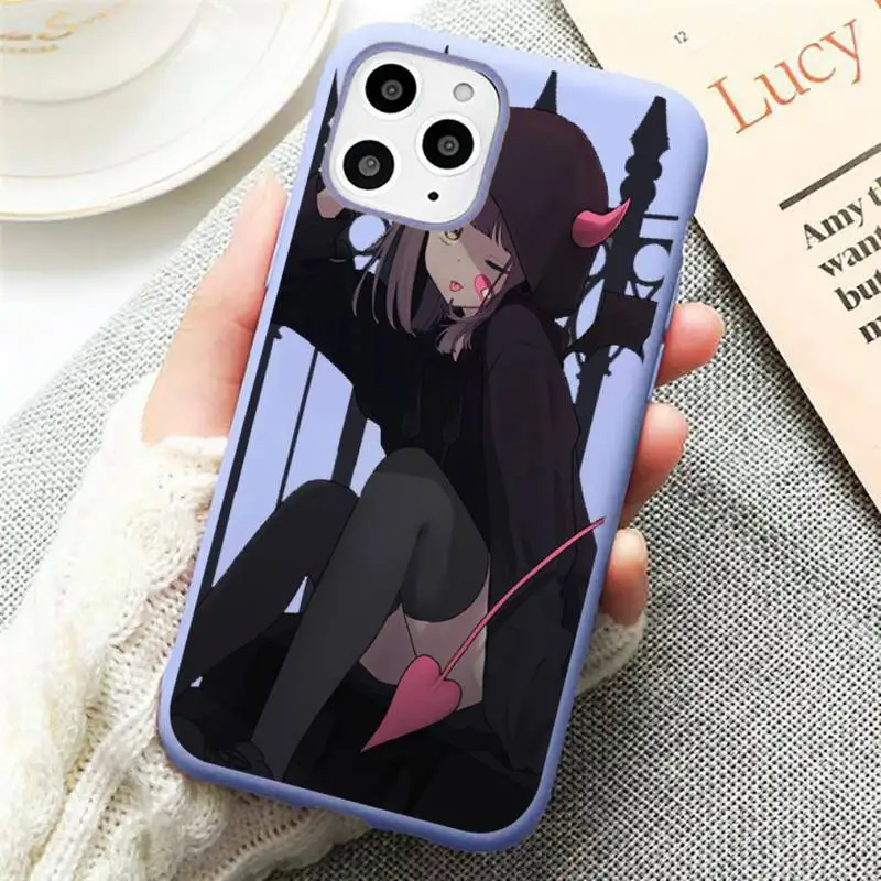 

Cartoon Girl Anime Menhera Chan Phone Case Candy Color for iPhone 11 12 mini pro XS MAX 8 7 6 6S Plus X SE 2020 XR