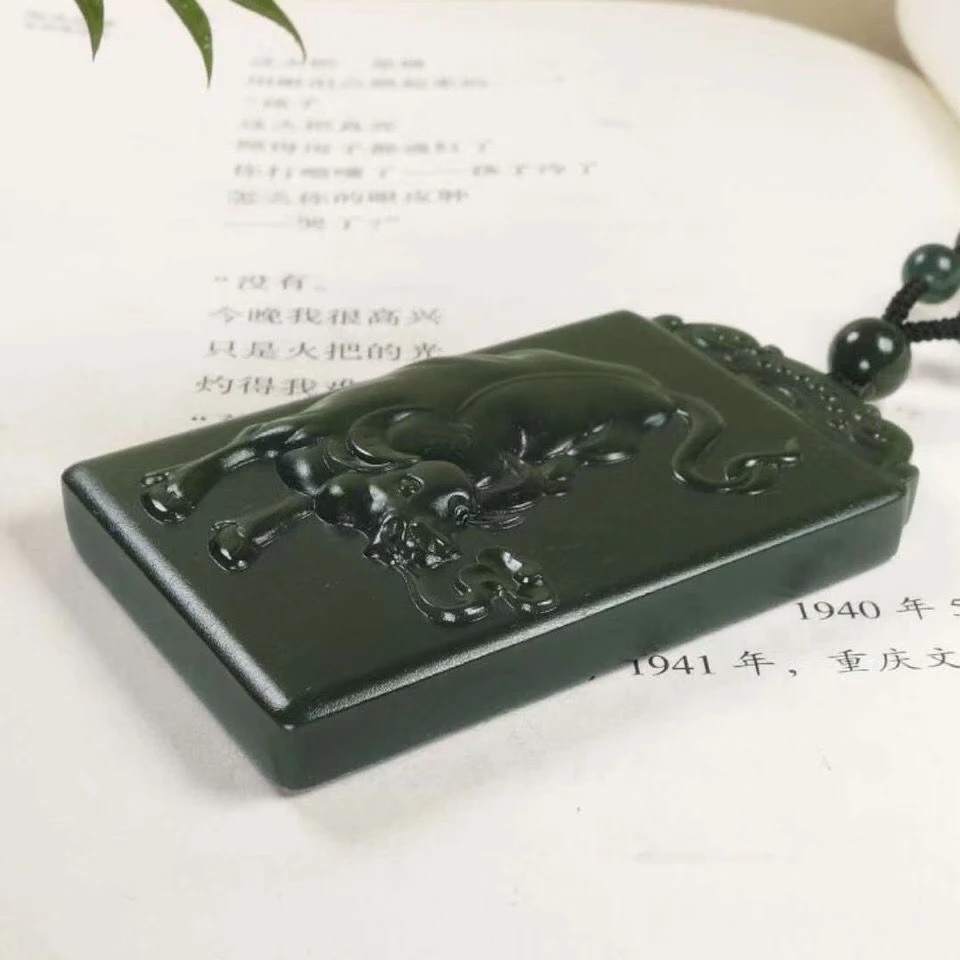 Качественная зеленая нефритовая подвеска амулет Ox Design Lucky Bless Китайский Зодиак 12