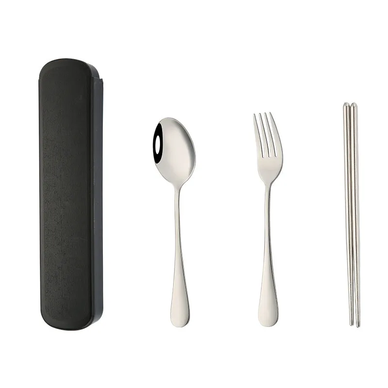 Портативная посуда из нержавеющей стали 304 столовые приборы трех частей ложка и